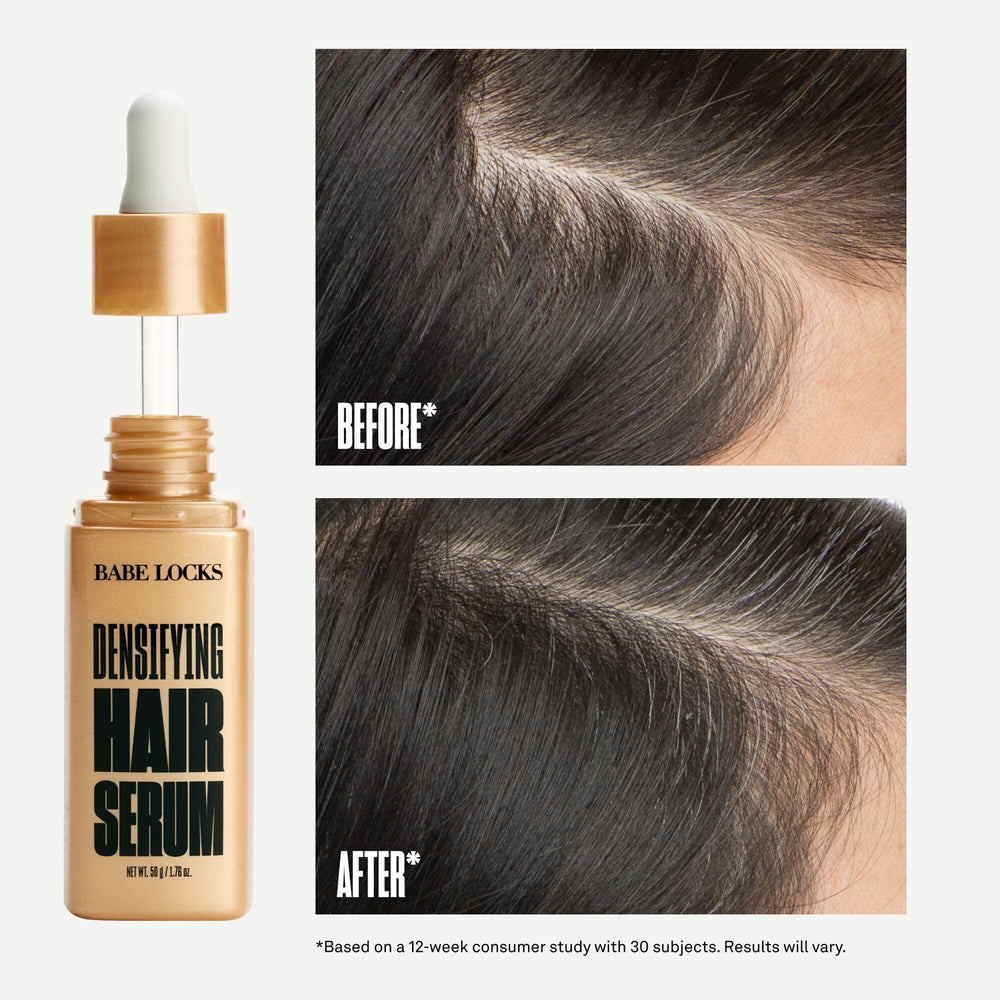 BABE ORIGINAL Locks Densifying Serum scalp-section application shows targeted thinning support