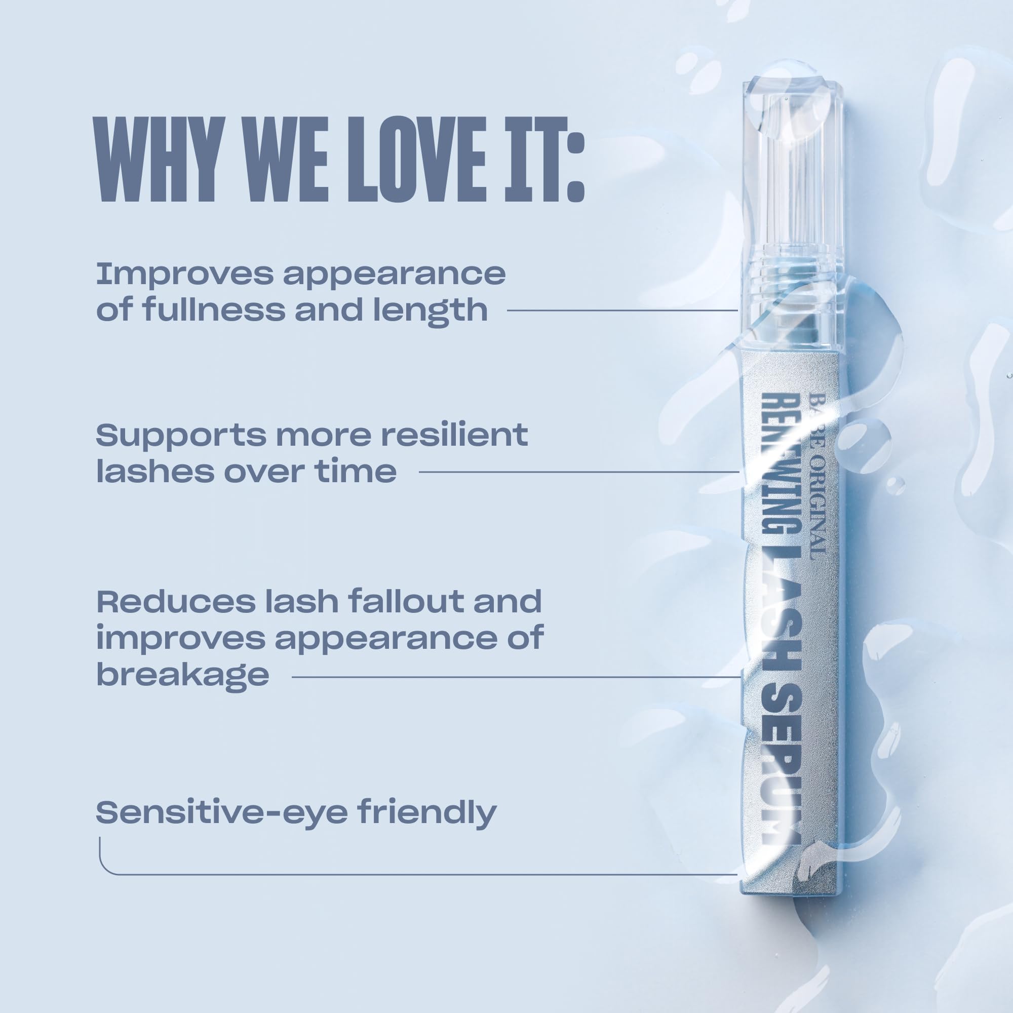 BABE ORIGINAL Nourishing botanicals floral extracts image communicates gentle daily lash care.