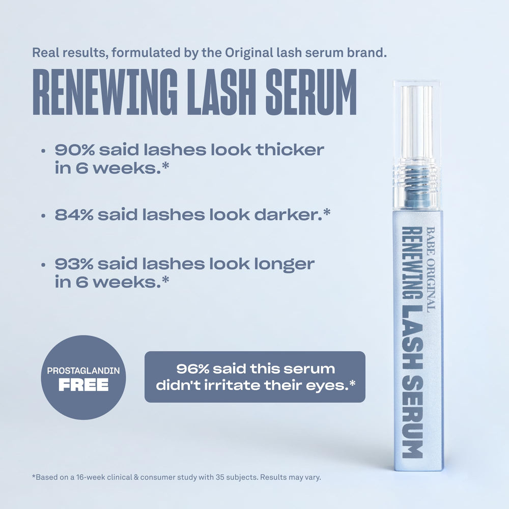 BABE ORIGINAL Pro-6 peptide complex graphic suggests lash health support.