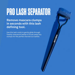 Babe Original Pro Eyelash Separator mascara-glide demonstrates easy, even lash separation after application.