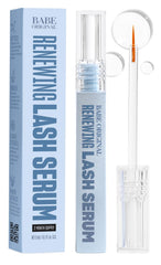 BABE ORIGINAL Renewing Lash Serum bottle close-up showing peptide-powered lash support.