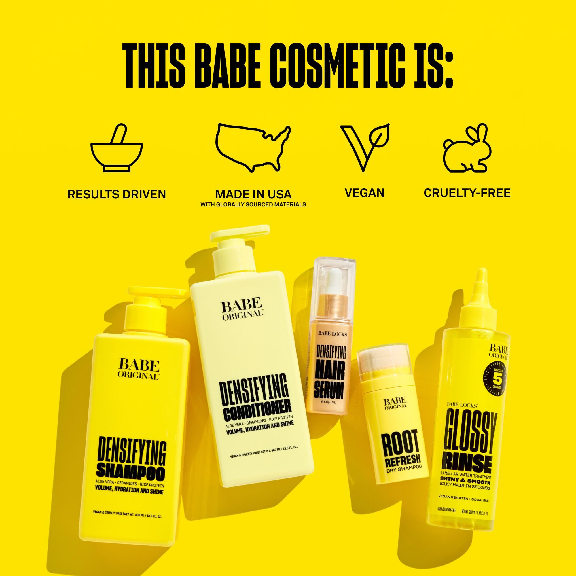 BABE ORIGINAL Root Refresh ingredients highlight aloe, caffeine, and arrowroot delivering scalp nourishment.