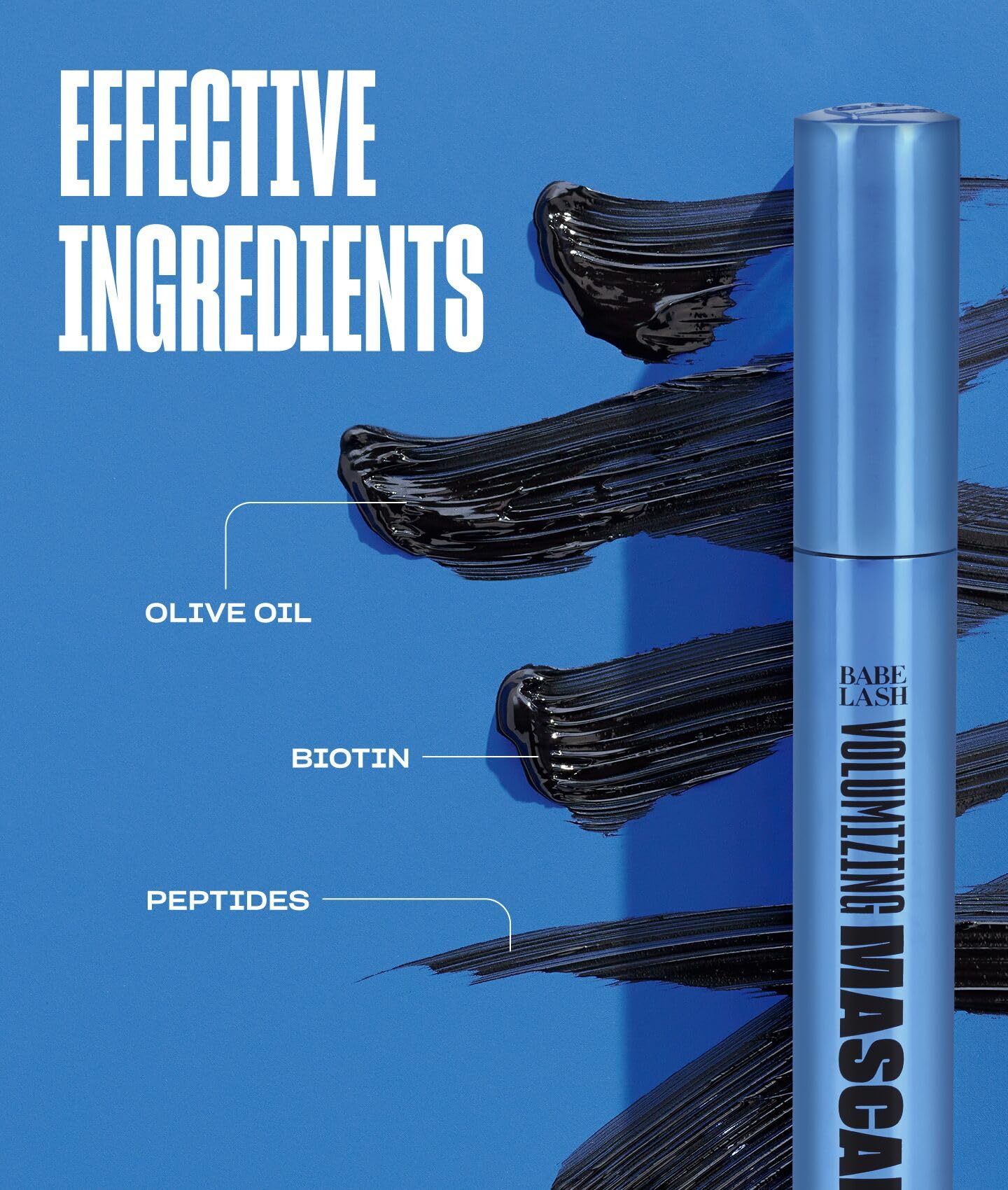 Babe Original water-resistant mascara swatch demonstrates lasting wear