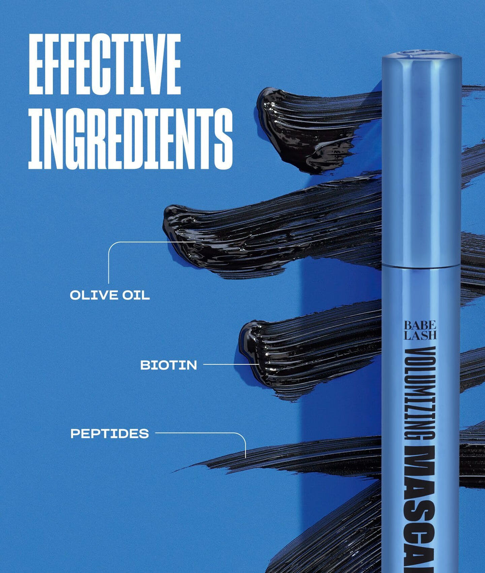 Babe Original water-resistant mascara swatch demonstrates lasting wear
