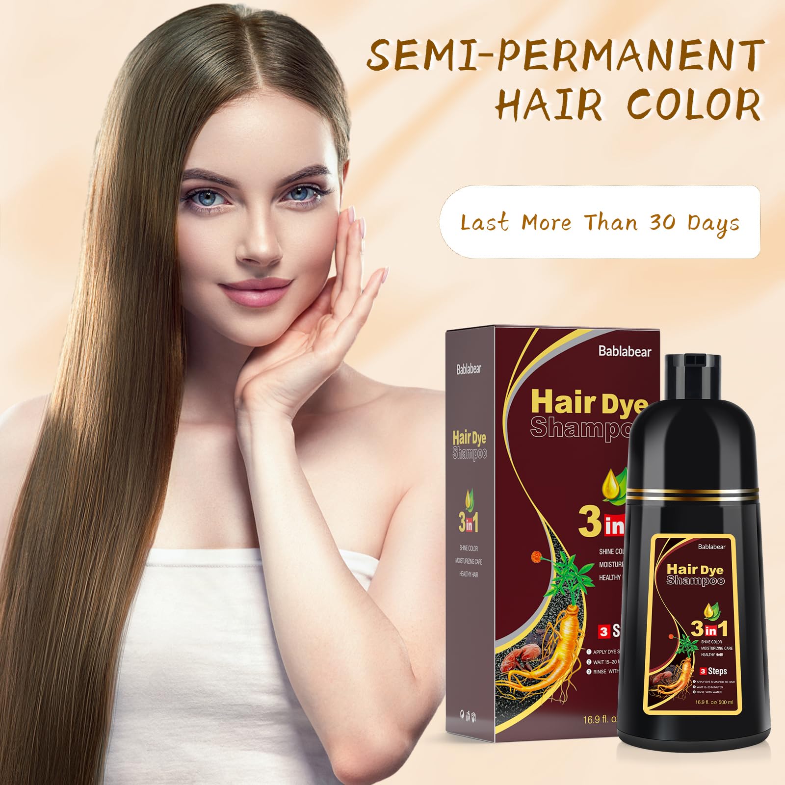 Bablabear hair showing smoother finish with Argan Olive Turmeric blend.