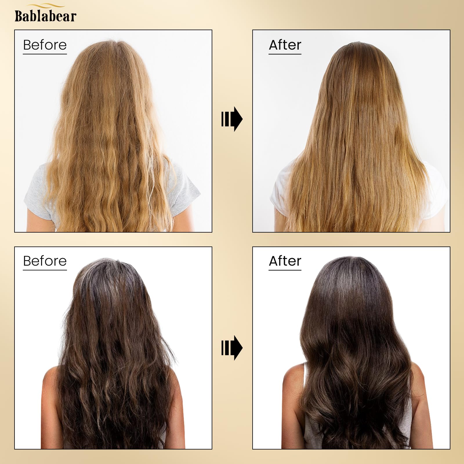 Bablabear Hair Oil daily-use routine suggests relaxed, nourished hair ready for styling.