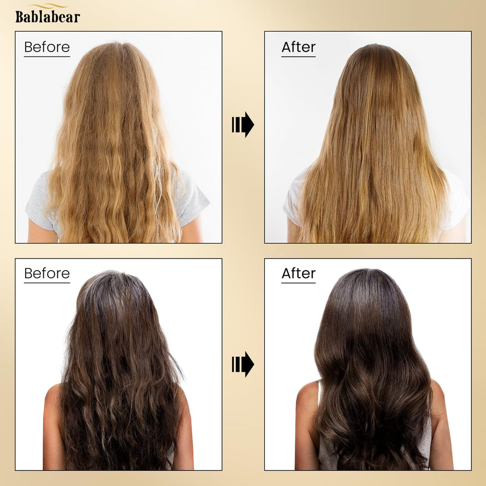 Bablabear Hair Oil daily-use routine suggests relaxed, nourished hair ready for styling.