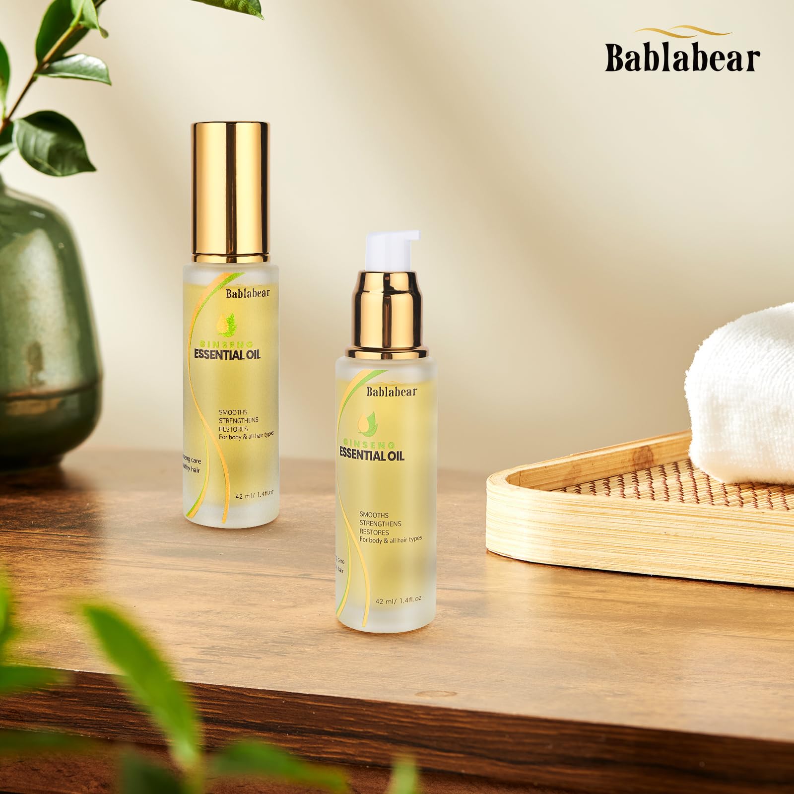 Bablabear Hair Oil gloss shot highlights enhanced shine and vibrant strands.