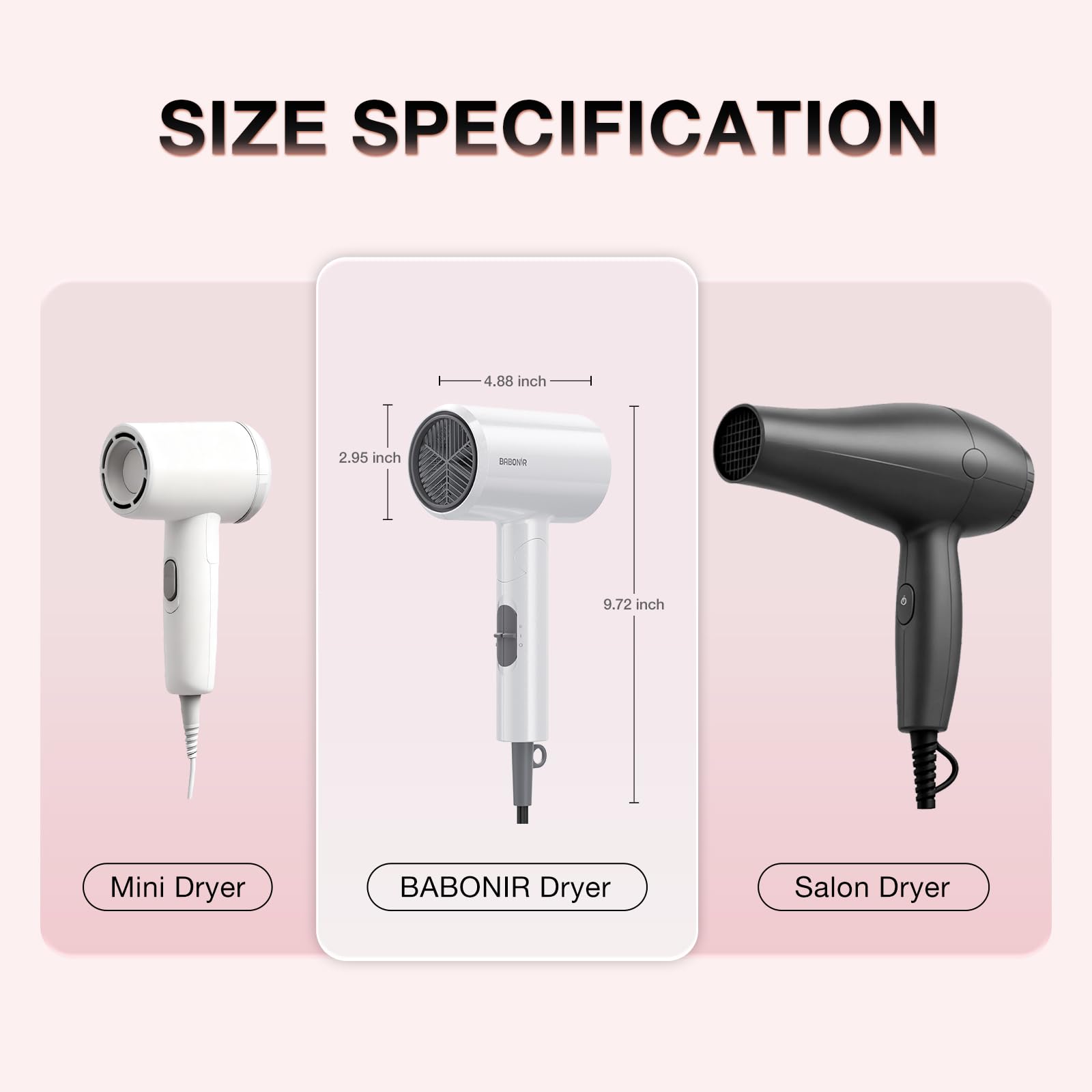 BABONIR foldable hair dryer in a compact travel-ready profile