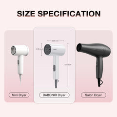 BABONIR foldable hair dryer in a compact travel-ready profile