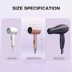 BABONIR Ionic Diffuser Hair Dryer folded-compact design for easy storage and travel