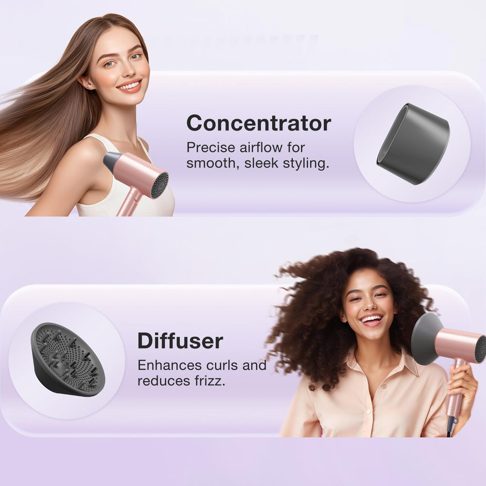 BABONIR Ionic Diffuser Hair Dryer in-use-curly-hair demonstrating defined curls with volume