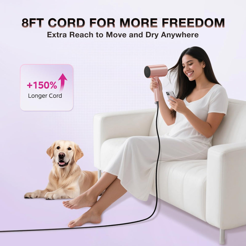 BABONIR Ionic Diffuser Hair Dryer side-view highlighting ergonomic grip and controls