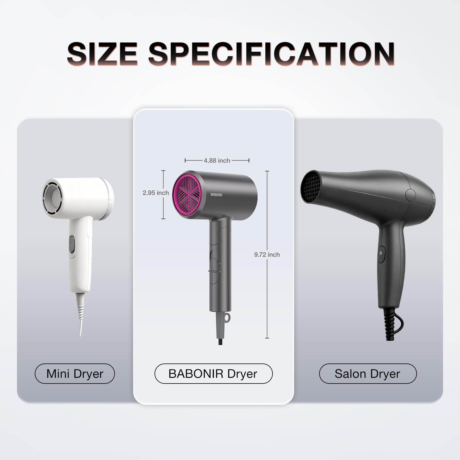 BABONIR Ionic Hair Dryer concentrator nozzle for sleek, precise blowouts