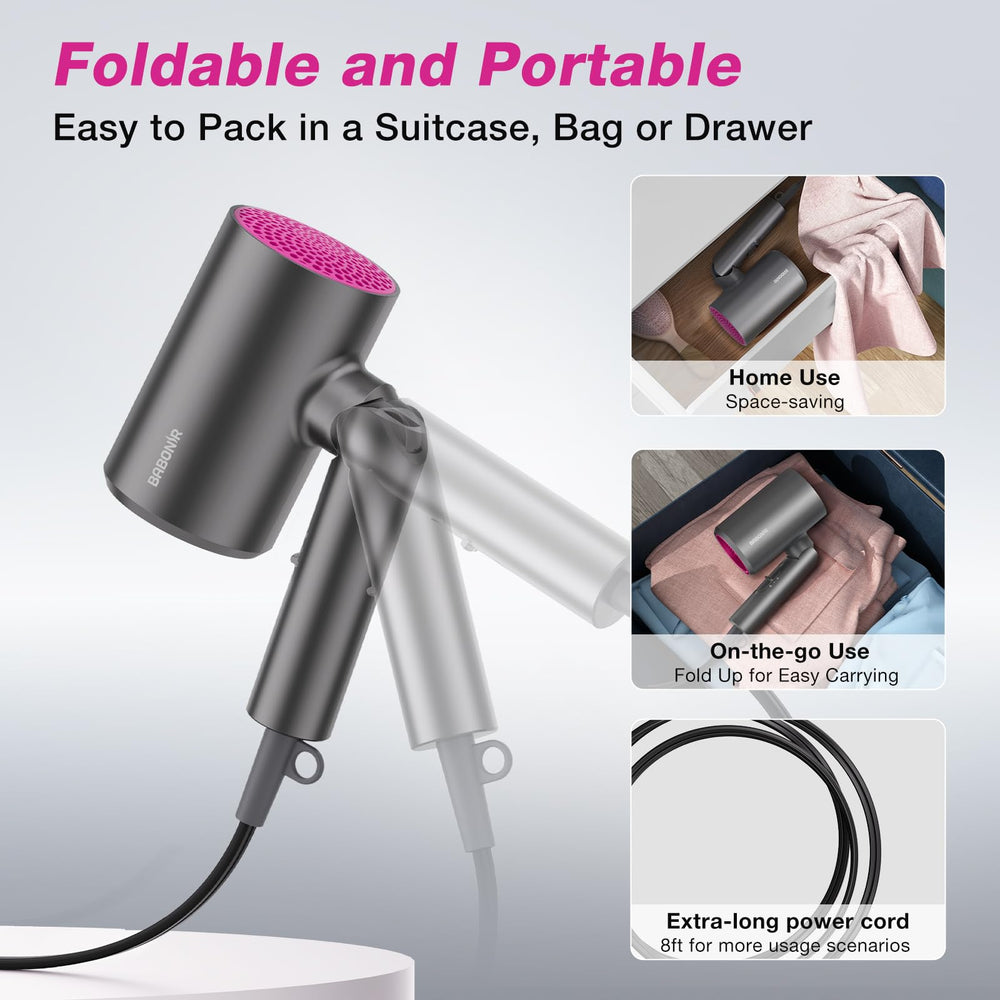 BABONIR Ionic Hair Dryer folded-compact design for travel storage