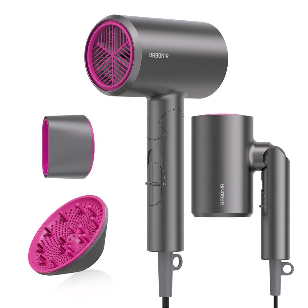 BABONIR Ionic Hair Dryer front view highlights 1875W motor for fast drying