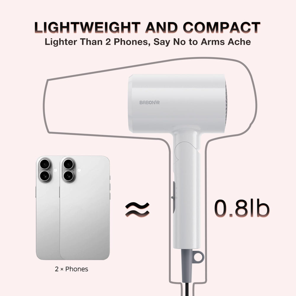 BABONIR white hair dryer with sleek home-salon aesthetics