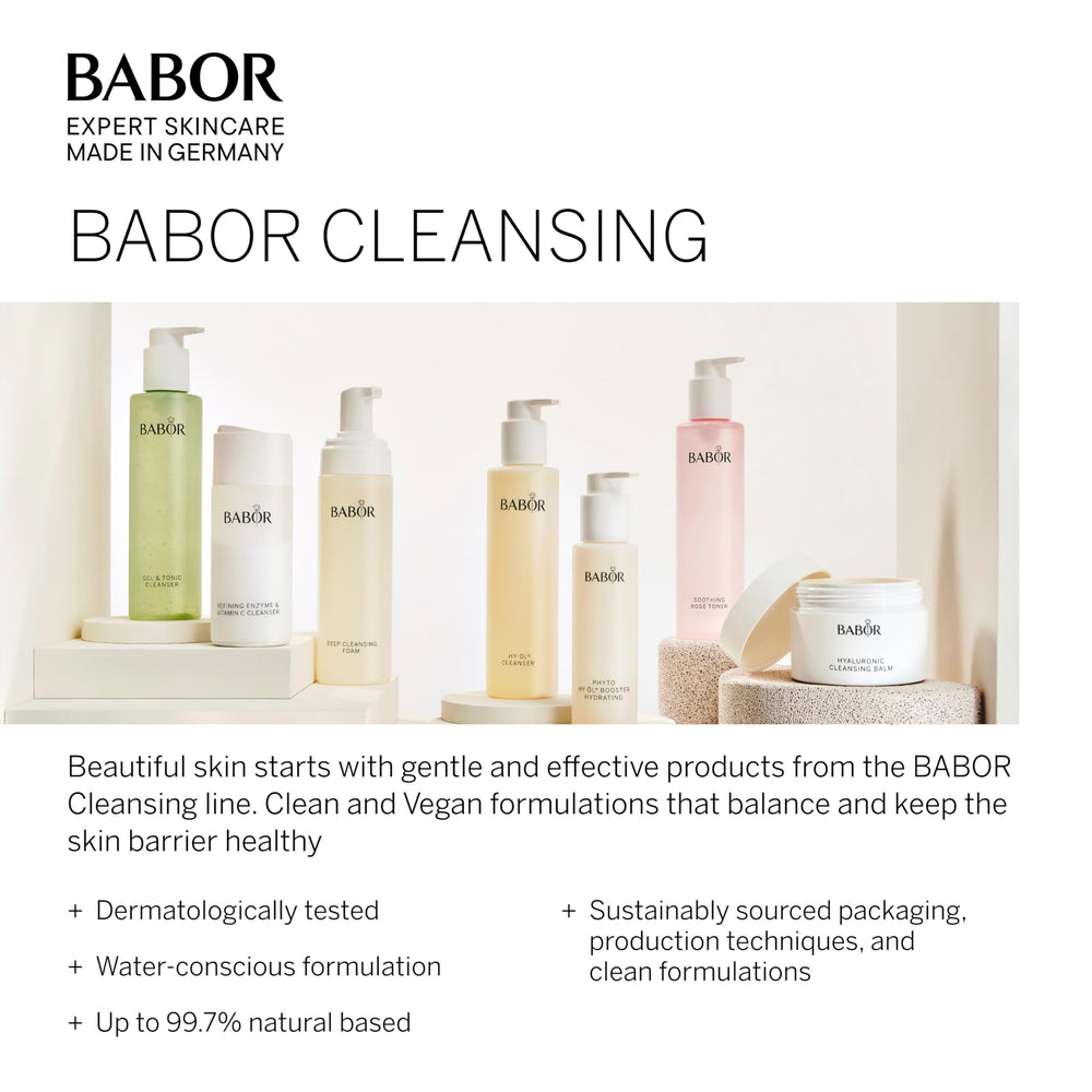 BABOR HY-ÖL cleanser with Vitamin E and bisabolol supports a barrier-friendly routine.