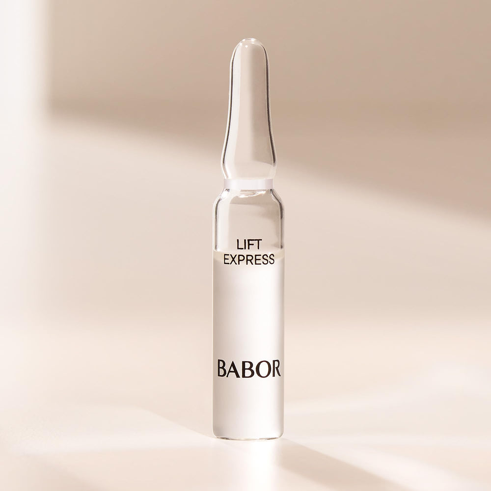BABOR Lift Express Ampoule Concentrate open ampoules demonstrates ready-to-use hydration and firming.