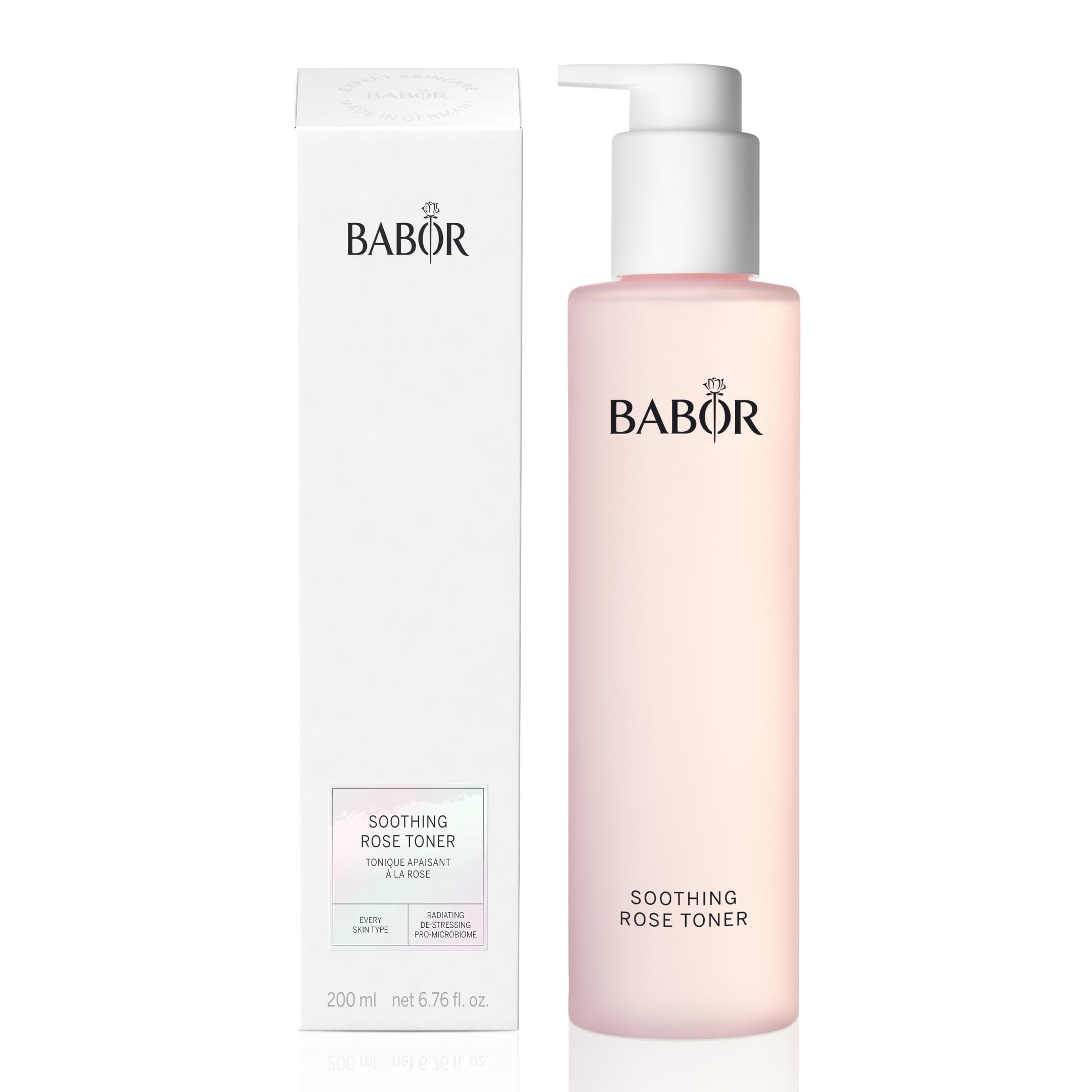 BABOR Soothing Rose Toner bottle front view shows alcohol-free hydration for sensitive skin