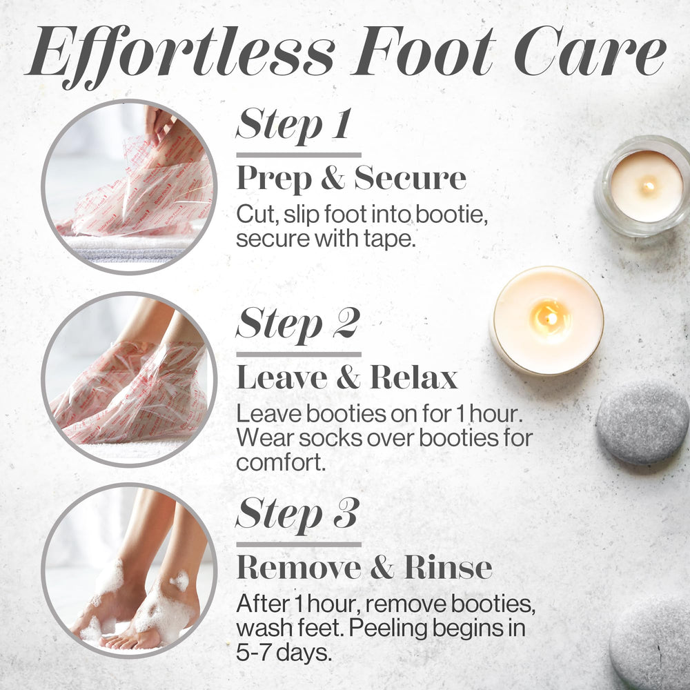 Baby Foot long-lasting soft feet image suggests weeks of renewed skin.