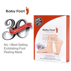 Baby Foot lavender packaging signals spa-like at-home foot care and gifting.