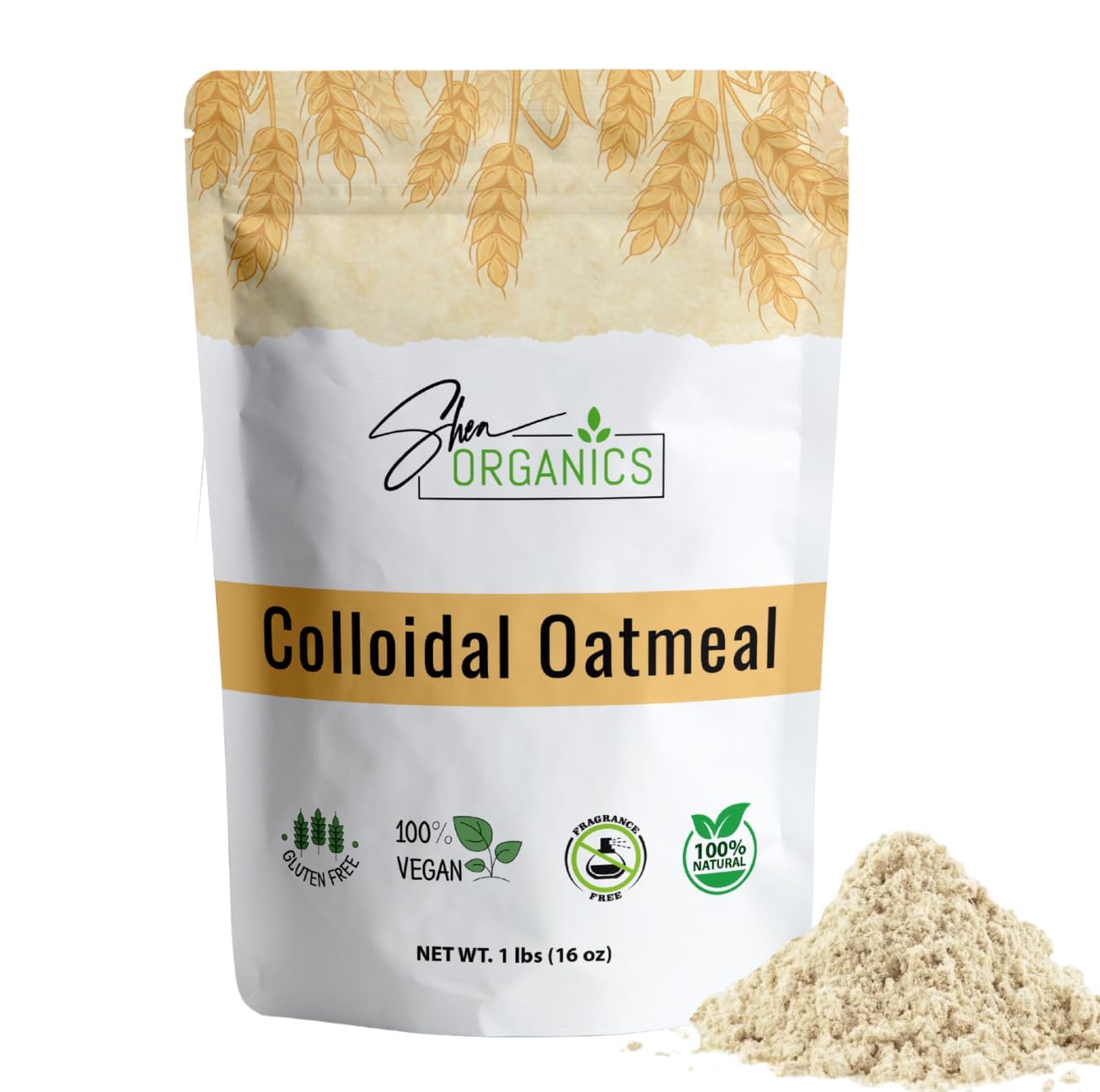 Baby Shea Colloidal Oatmeal Powder packaging promotes freshness in a resealable bag