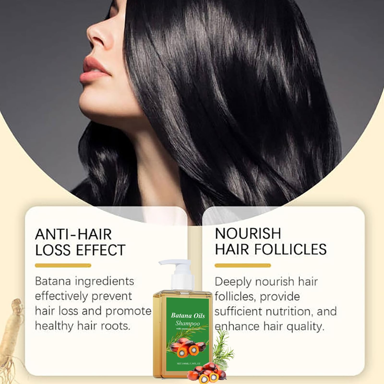 BACIOKIS Batana Oil Shampoo ingredients-batana-oil close-up highlights deep nourishment.
