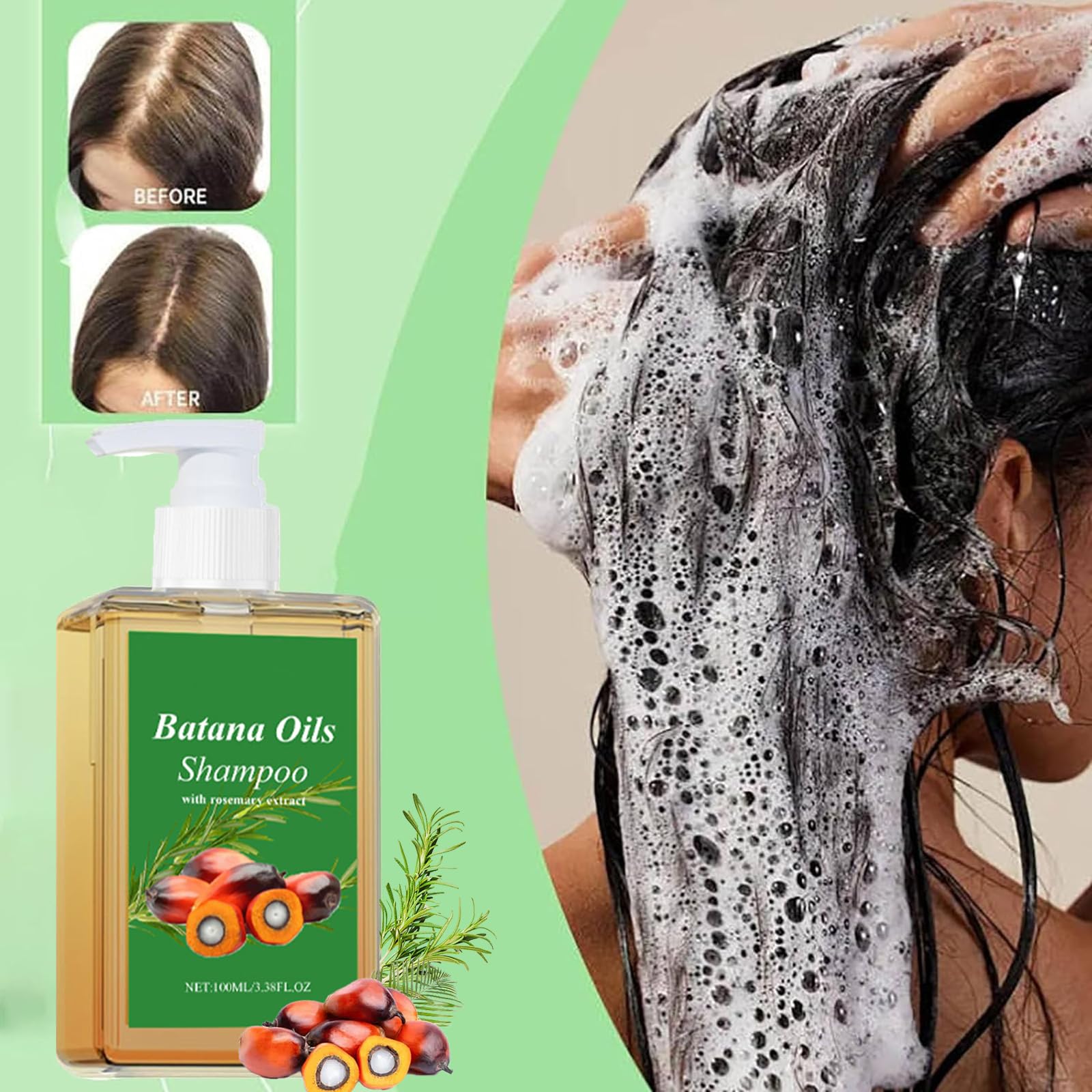 BACIOKIS Batana Oil Shampoo with rosemary-extract highlights aromatic infusion for scalp refreshment.