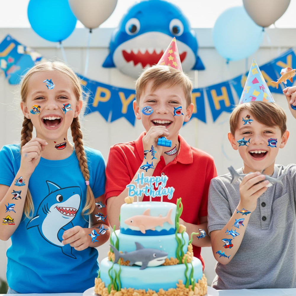 Backtopeia Shark tattoos as a kid gift bundle addition.