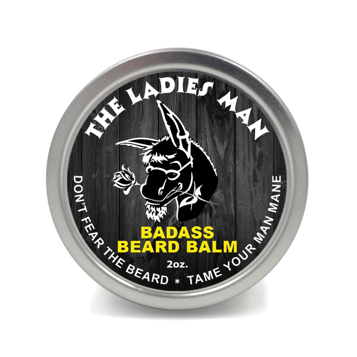 Badass Beard Care Beard Balm The Ladies Man Scent bottle pour shows smooth, fragrant hydration for a beard.