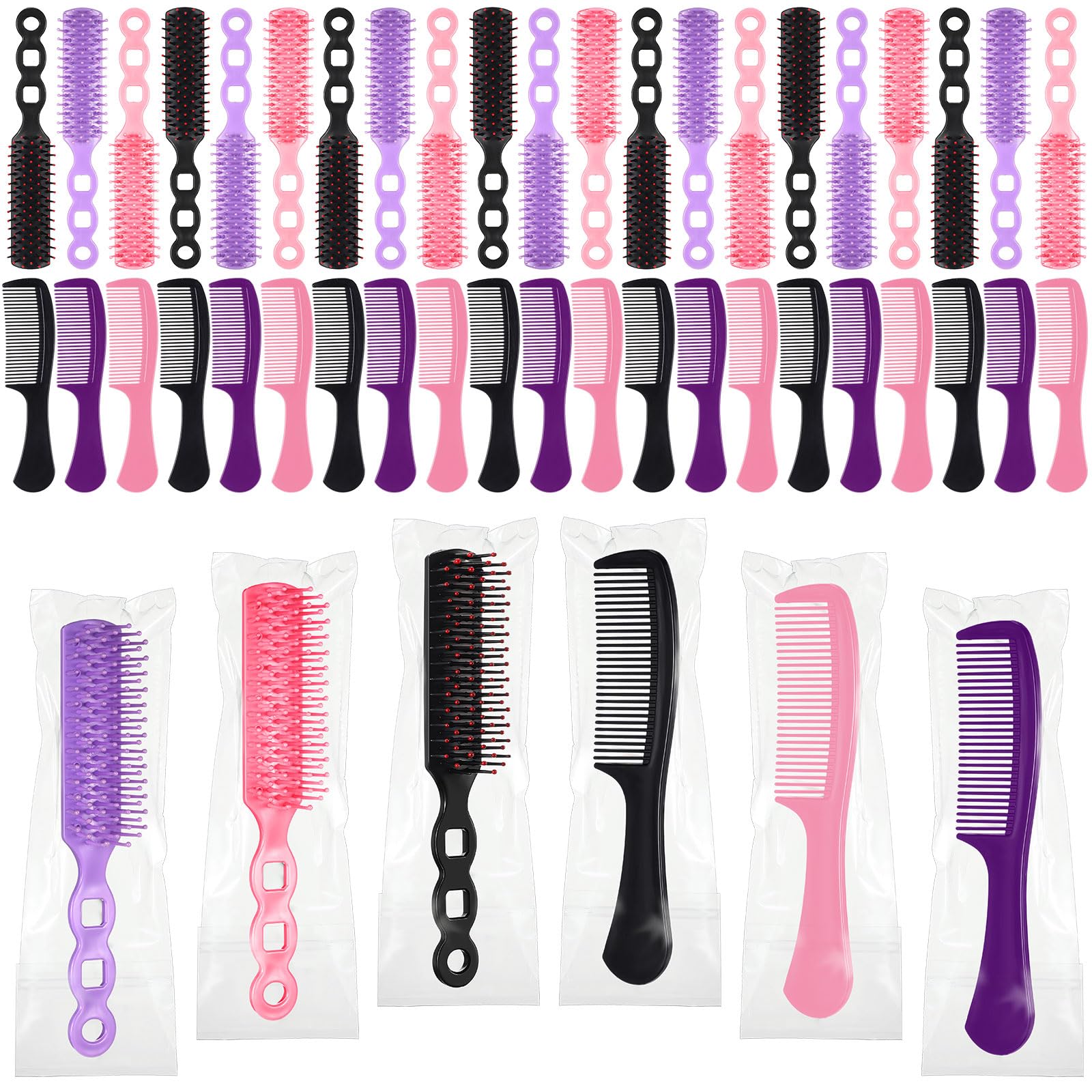 Baderke 48 Pcs Combs Set bulk hair brushes shown for travel-friendly grooming.