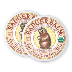Badger Balm unscented 2oz tin, ideal for sensitive skin use.