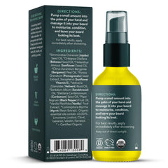 Badger Beard Oil application-massage shows easy one-hand pump usage.