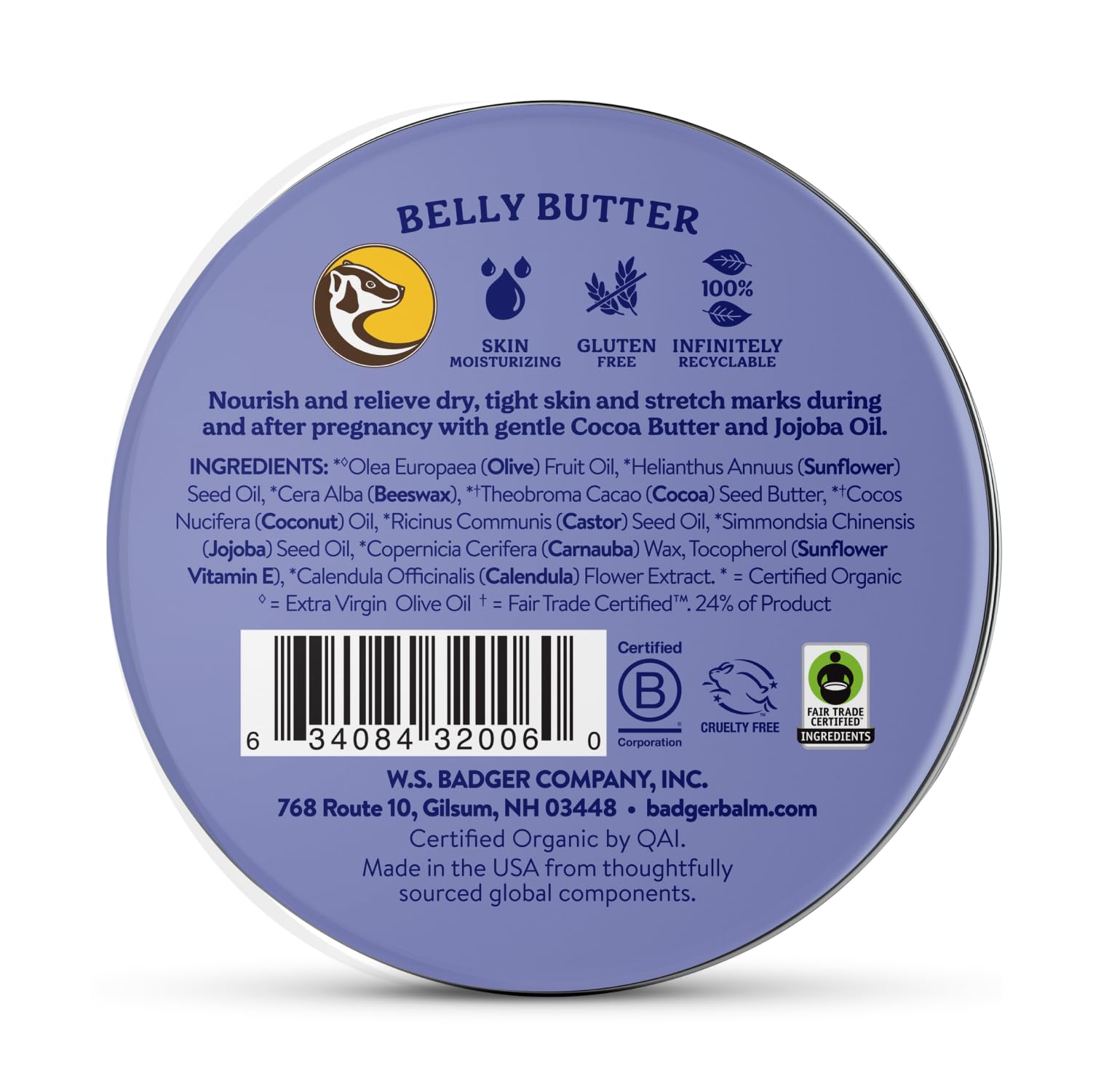 Badger Belly Butter application on belly demonstrating creamy texture.
