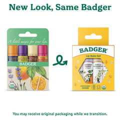 Badger Classic Lip Balm Set Yellow Box Pink Grapefruit offers bright flavor and moisturizing comfort.