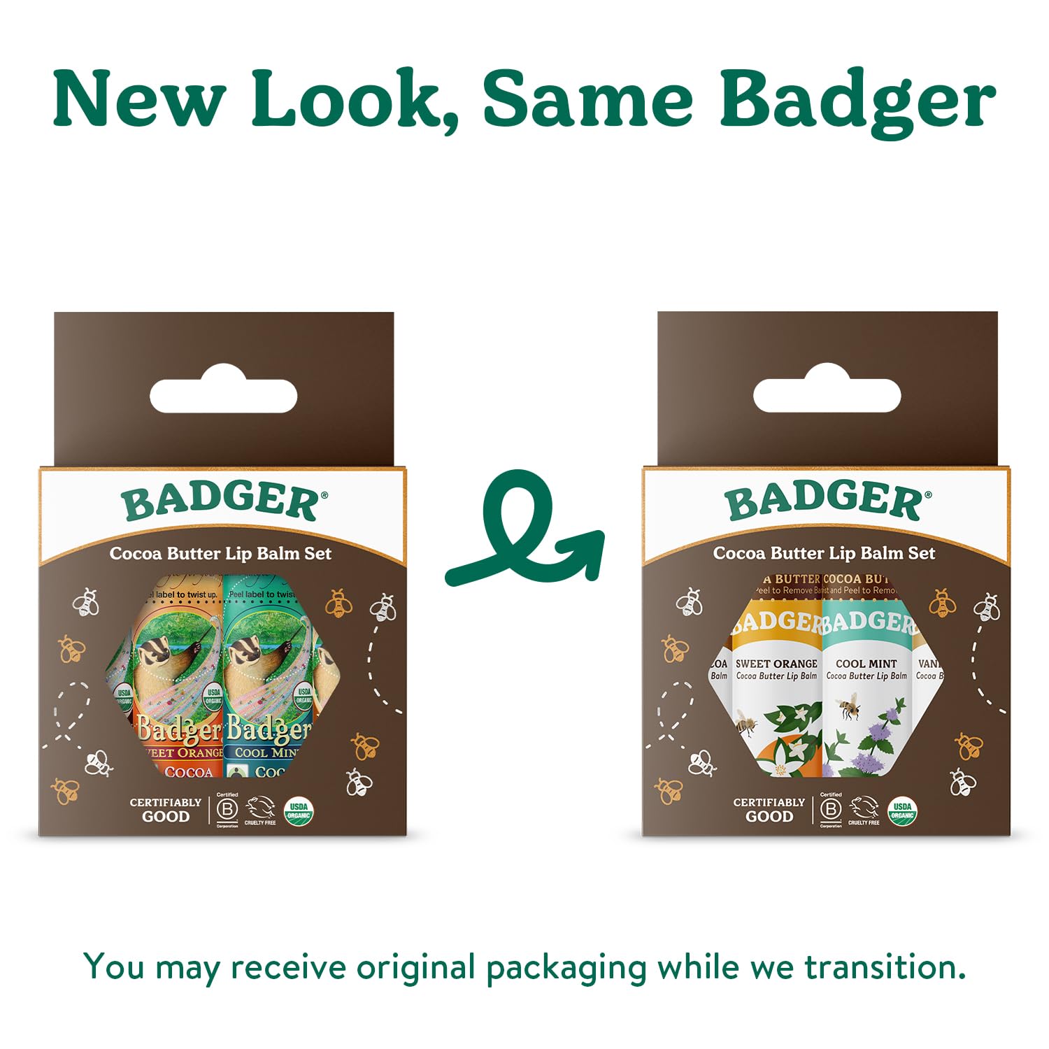 Badger Cocoa Butter Lip Balm Mint—cooling relief for dry lips.