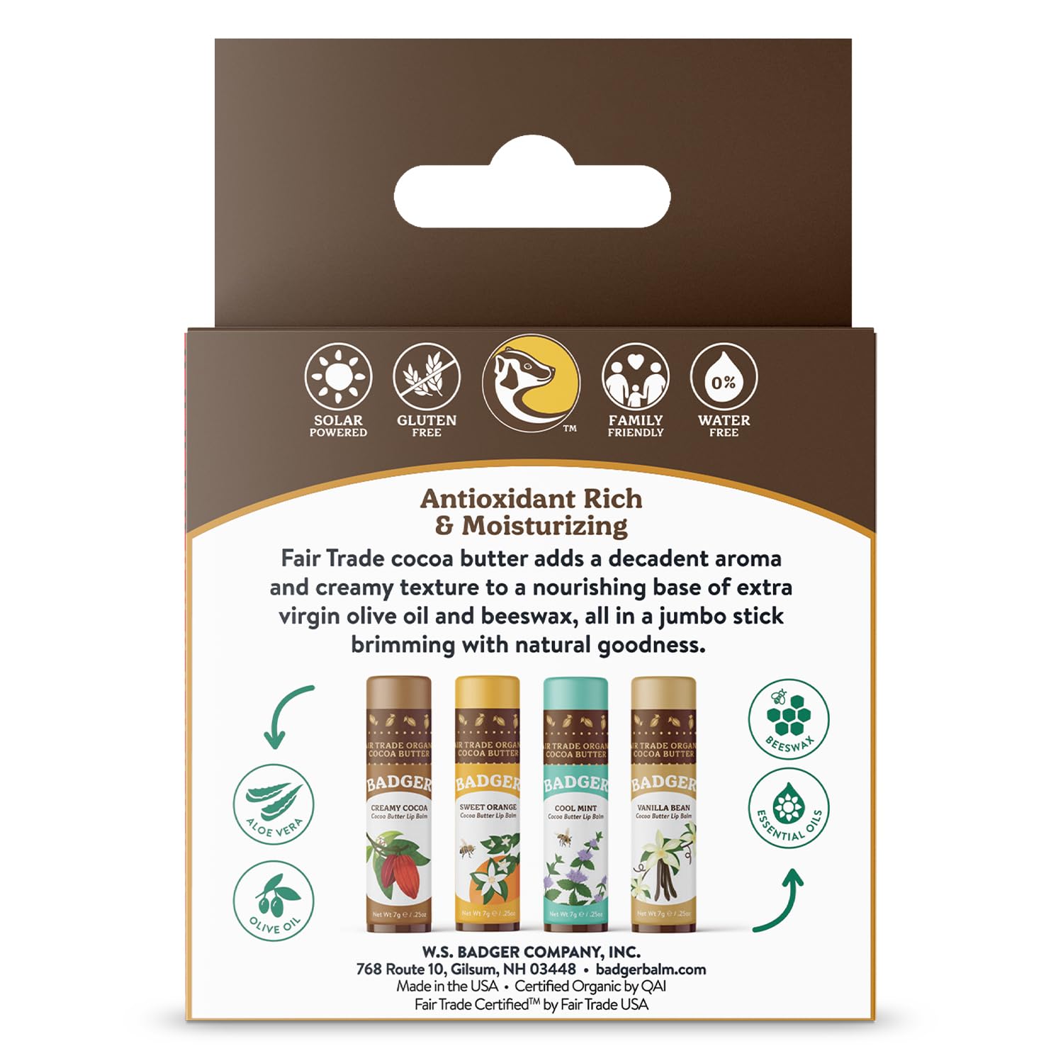 Badger Cocoa Butter Lip Balm Orange—bright flavor with lasting hydration.