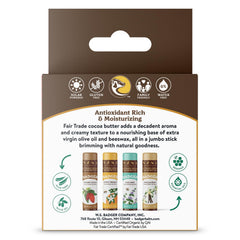 Badger Cocoa Butter Lip Balm Orange—bright flavor with lasting hydration.