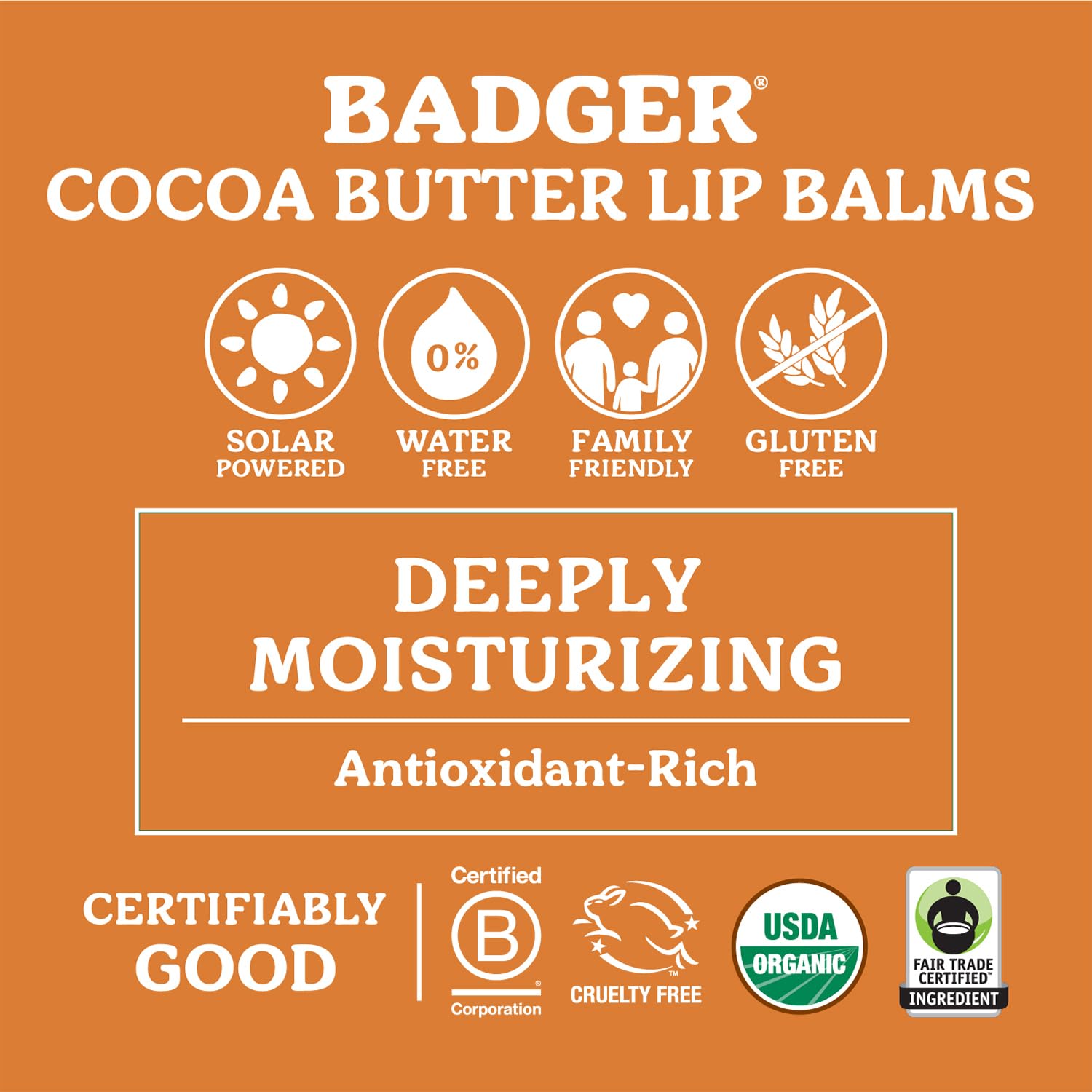 Badger Cool Mint Cocoa Butter lip balm closeup texture highlighting creamy, smooth application.