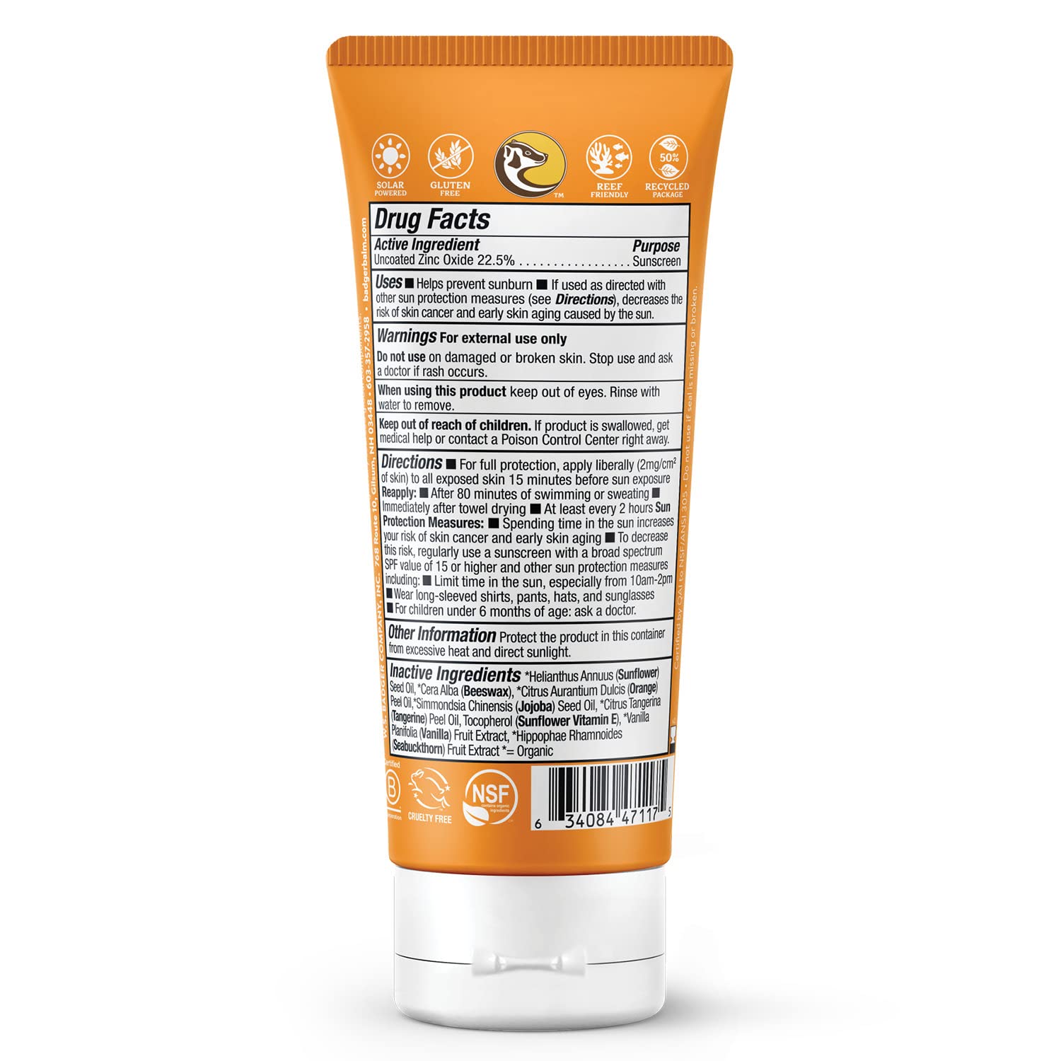 Badger Kids Mineral Sunscreen close-up highlighting zinc oxide protection for sensitive skin.