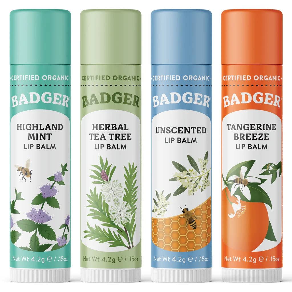 Badger Highland Mint lip balm tube providing cooling glide and lightweight application.