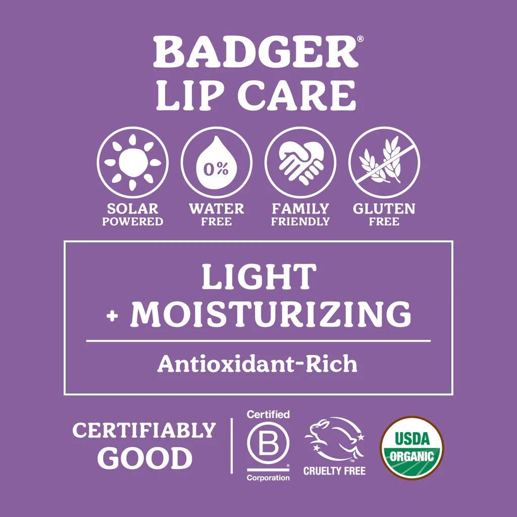 Badger Tangerine Breeze lip balm tube evokes bright flavor with silky finish.