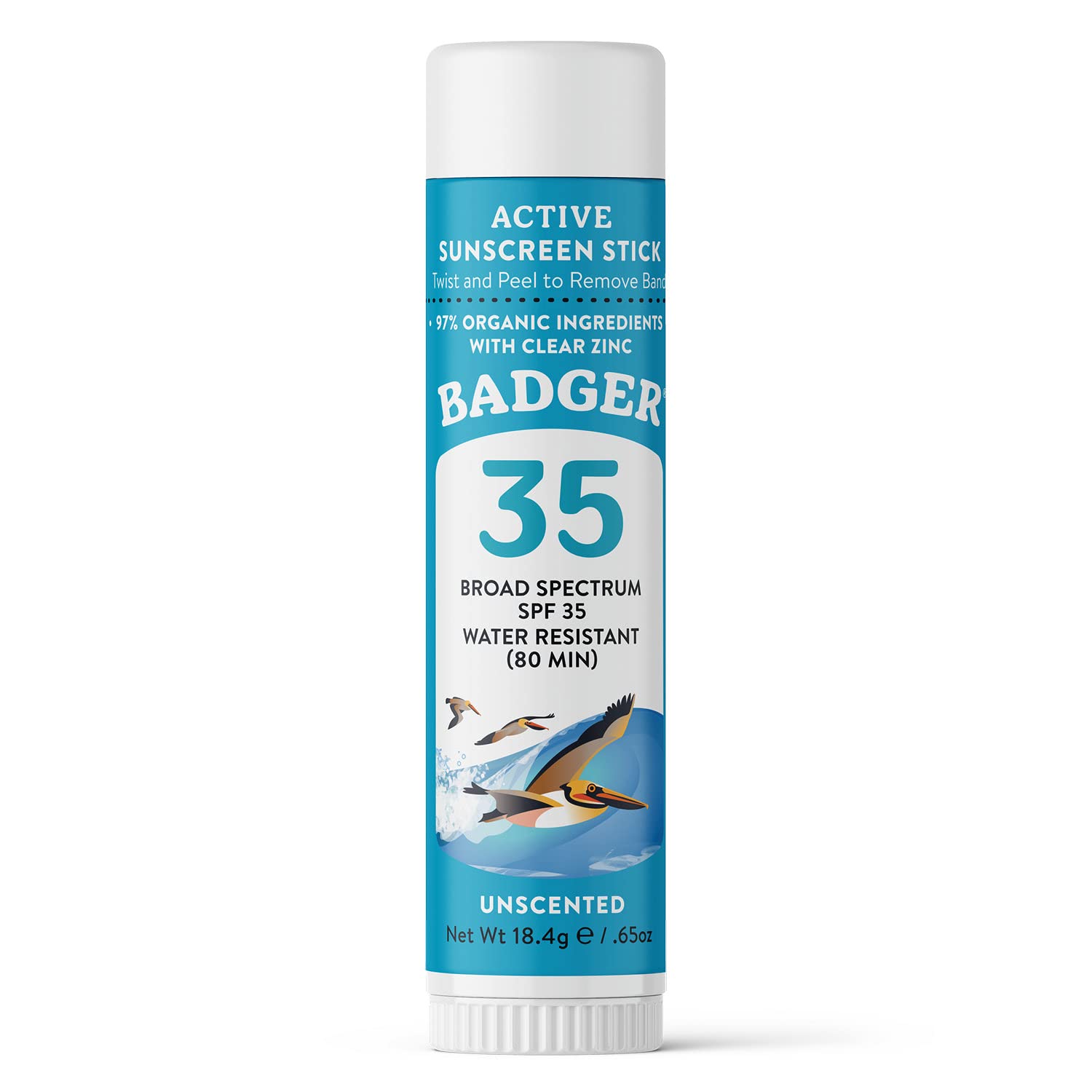 Badger Mineral Sunscreen Face Stick applying on cheek during outdoor activity