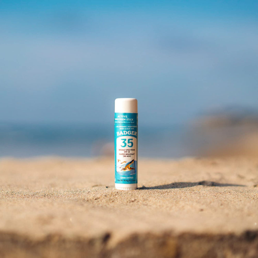 Badger Mineral Sunscreen Face Stick ingredients include olive oil and shea butter
