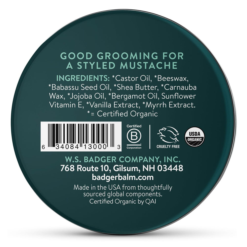 Badger Mustache Wax applied to moustache and beard for versatile grooming