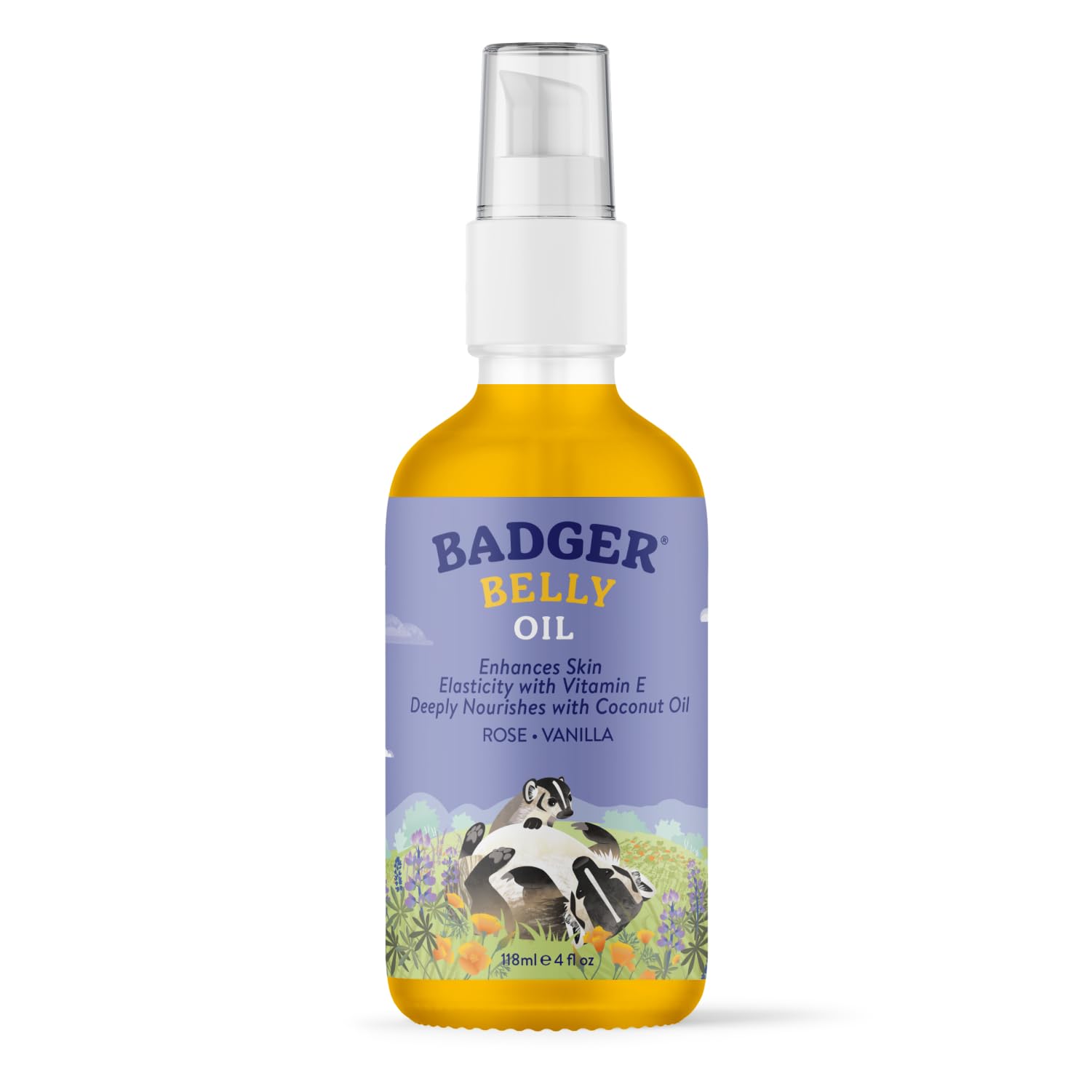 Badger pregnant belly oil bottle 4oz for smooth, hydrated skin