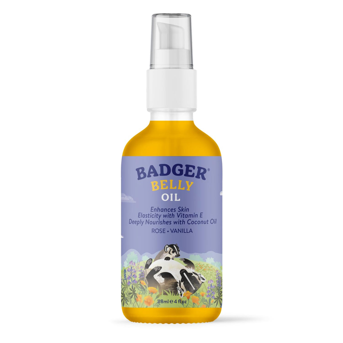 Badger pregnant belly oil bottle 4oz for smooth, hydrated skin