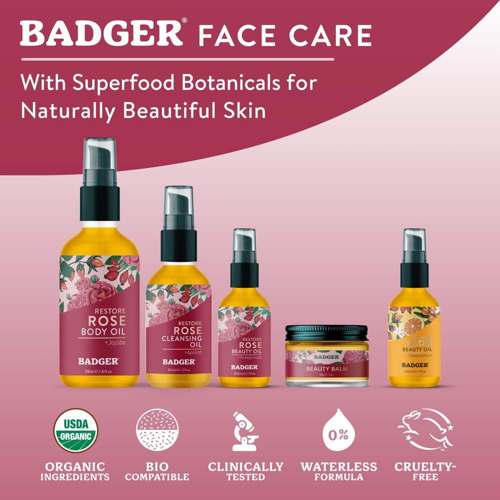 Badger Rose Beauty Balm glass jar preserves purity and eco friendly packaging