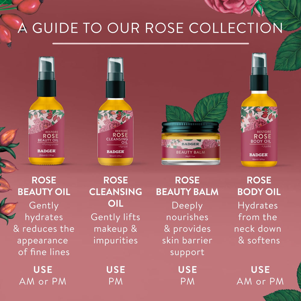 Badger Rose Beauty Balm texture shown for deep moisturization